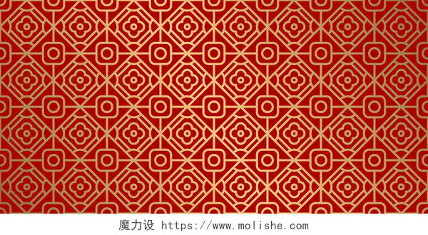 红色鼠年新年中式金色古典花纹底纹背景